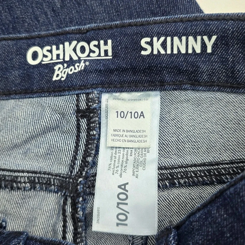 OshKosk B'gosh Dark Wash Zip Button Closure Skinny Jeans 10/10A New‎